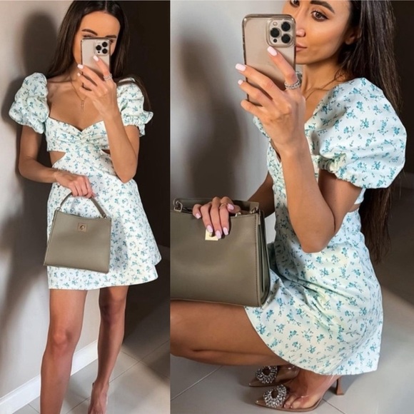 Zara Floral Cut Out Dress - Picture 6 of 15